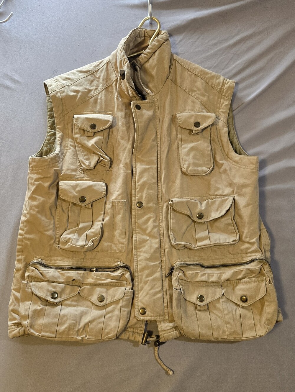 Stormtech Y2K Men's Tan Multi-Pocket Outdoor Utility Vest Quilted Lining